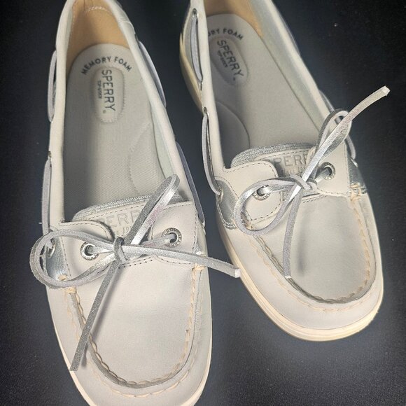 Women's 8.5 W Sperry Coastfish One Eye Boat Slip On Shoe Light Gray - Picture 10 of 10